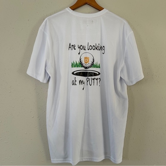 🦋Performance Motion Technology White Short Sleeve T-Shirt Golf Golfing Putt 2XL - Picture 1 of 5